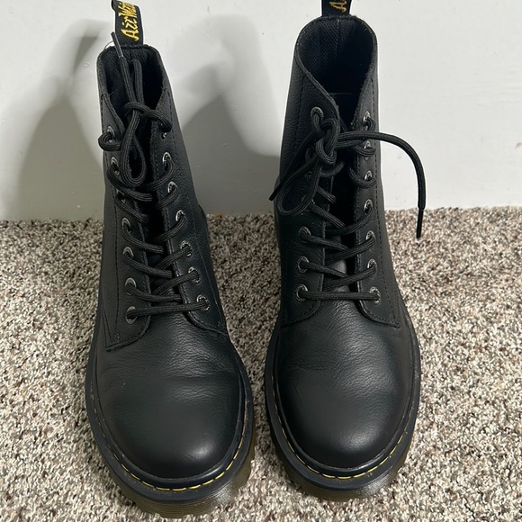 Dr. Marten's black lace up moto boots size 8  punk grange - Picture 2 of 11